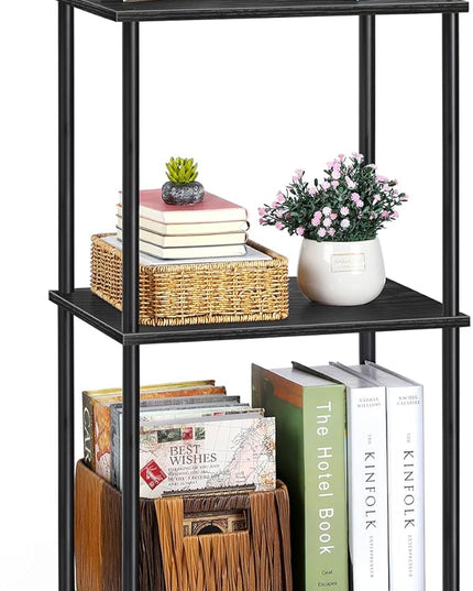 melos 3 Tier Bookshelf, Classically Tall Bookcase Shelf Storage Organizer, Modern Book Shelf for Bedroom, Living Room and Home Office, Black - LeafyLoom