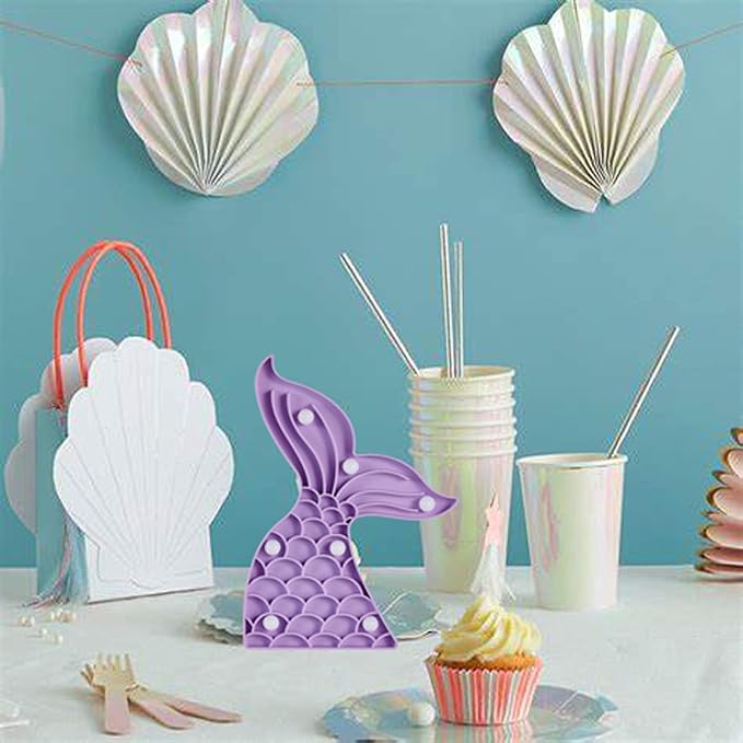 Cute Mermaid Tail Night Light, Mermaid Party Supplies, Mermaid Birthday Party Decorations, Mermaid Lamp, Battery Operated Led Light, Mermaid Bedroom Decor for Girls,Plastic(Purple） - LeafyLoom
