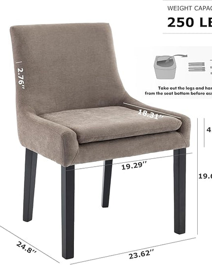 COLAMY Modern Dining Chairs Set of 4, Upholstered Corduroy Accent Side Leisure Chairs with Mid Back and Wood Legs for Living Room/Dining Room-Camel - LeafyLoom