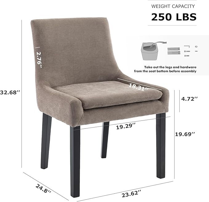 COLAMY Modern Dining Chairs Set of 4, Upholstered Corduroy Accent Side Leisure Chairs with Mid Back and Wood Legs for Living Room/Dining Room-Camel - LeafyLoom