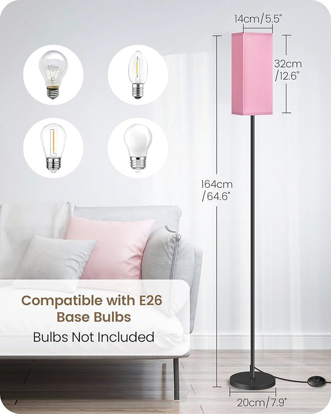 Floor Lamp, Pole Lamp with Foot Switch, Modern Standing Lamp Lampshade, Minimalist Freestanding Lamp (Bulb Not Included), for Living Room, Bedroom Office FCC Listed, Black and Pink P07LD05 - LeafyLoom