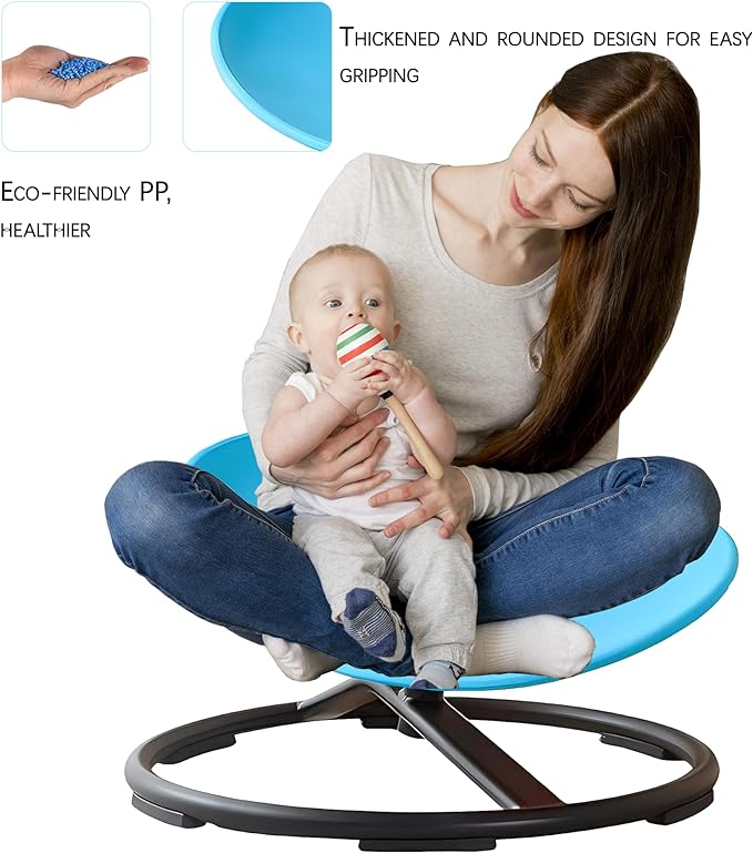 Autism Kids Swivel Chair,Sensory Spinning Chair for Kids,Toddler Spinner seat Carousel Spin Sensory Chair for Kids,Training Body Coordination,Metal Base Non Slip Safer (Red) - LeafyLoom