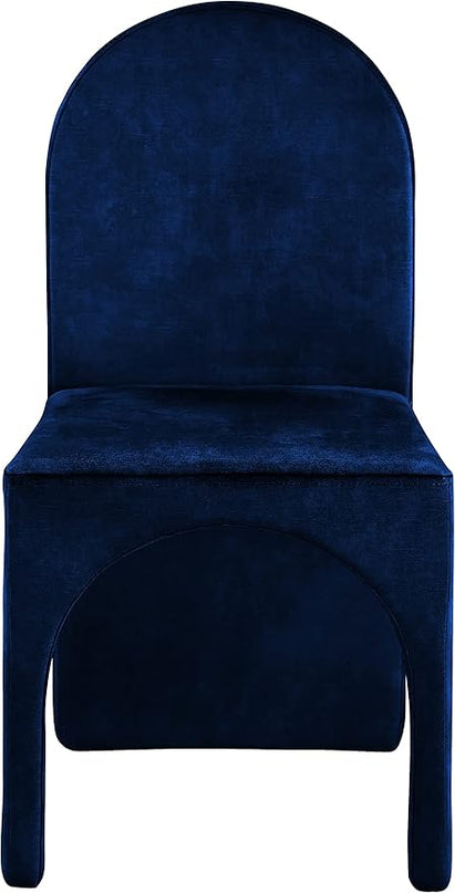 Meridian Furniture Summer Collection Modern | Contemporary Velvet Upholstered Dining Side Chair with Steel Frame, Set of 2, Navy - LeafyLoom