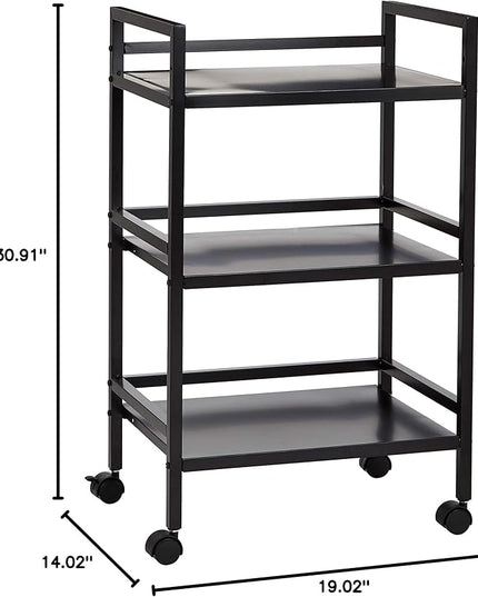 Amazon Basics 3-Tier Metal Rolling Cart, Black - LeafyLoom