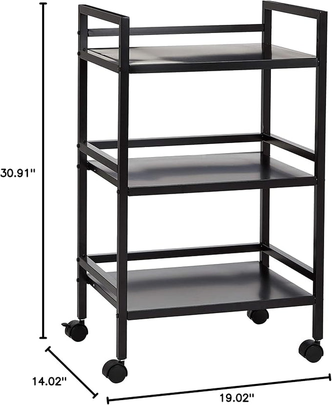 Amazon Basics 3-Tier Metal Rolling Cart, Black - LeafyLoom