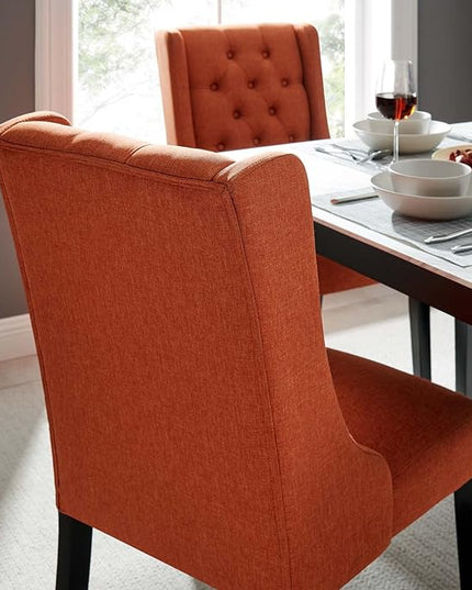 Modway Baronet Button Tufted Fabric, One Dining Chair, Orange - LeafyLoom