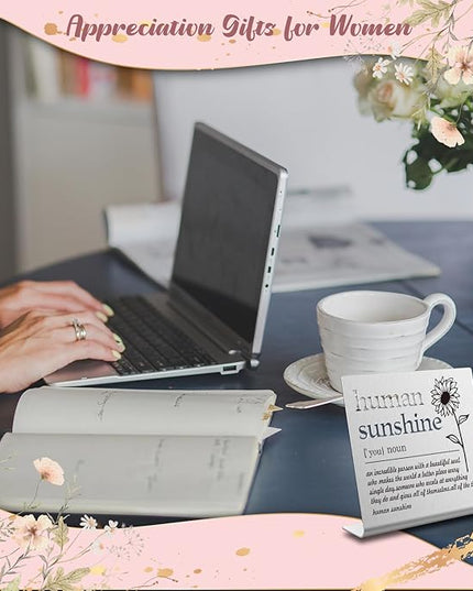 Human Sunshine Definition Desk Signs Funny Appreciation Gifts for Women Thank You Gift for Friends Teacher Coworker Doctor Nurse Gift for Mom Aunt Sister Sunshine Party Decorations (silver) XLK12 - LeafyLoom