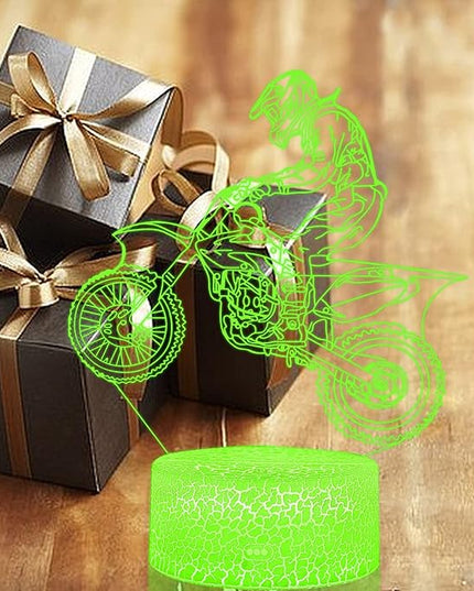 Motorbike Night Light,Motorcycle 3D Illusion Lamp with Remote Control&Smart Touch 16 Colors USB Cable Dirt Bike Gifts for Motocross Players Boys Teens - LeafyLoom