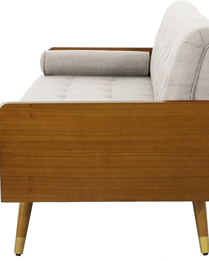 Christopher Knight Home Aidan Mid Century Modern Tufted Fabric Sofa, Beige - LeafyLoom
