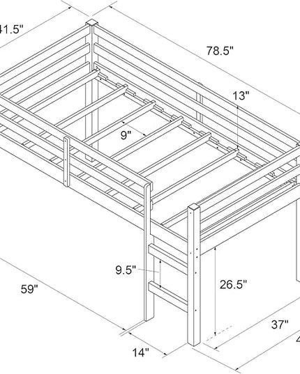 DHP Milton Junior Twin Loft Bed, Black - LeafyLoom