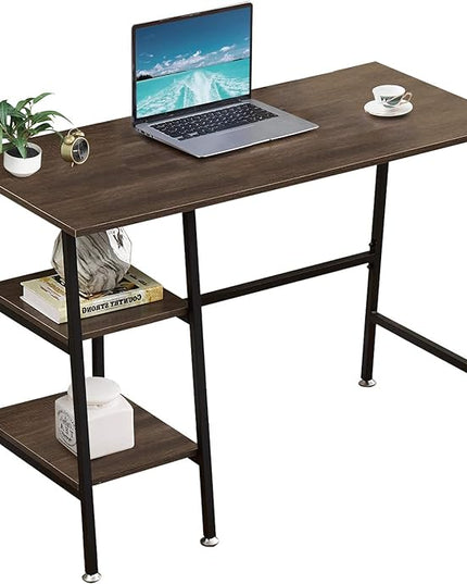 VECELO 43 Inch Computer Modern Student Writing Home-Office, Ladder Desk, Coffee+black Leg - LeafyLoom