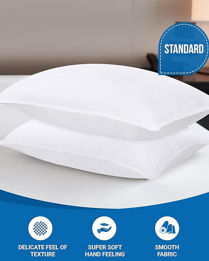 Utopia Bedding Bed Pillows for Sleeping (White), Standard Size, Set of 2, Hotel Pillows, Cooling Pillows for Side, Back or Stomach Sleepers - LeafyLoom