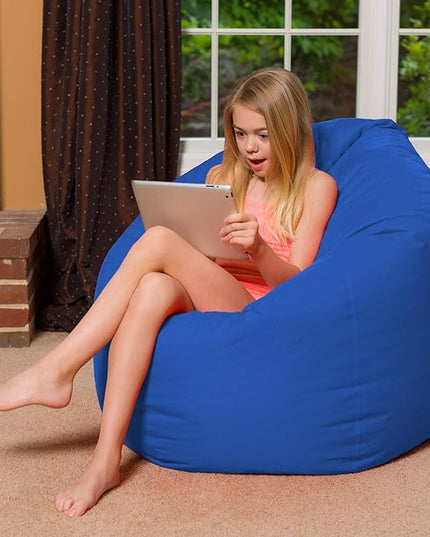 Posh Creations Bean Bag Chair for Kids, Teens, and Adults Includes Removable and Machine Washable Cover, Solid Royal Blue, 48in - X-Large - LeafyLoom