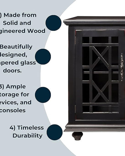 Martin Svensson Home Cassandra 63" TV Stand, Antique Black - LeafyLoom