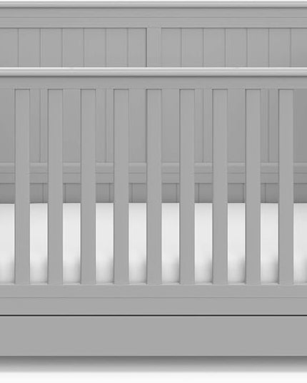 Graco Hadley 5-in-1 Convertible Crib with Drawer (Pebble Gray) – GREENGUARD Gold Certified, Crib with Drawer Combo, Full-Size Nursery Storage Drawer, Converts to Toddler Bed, Daybed - LeafyLoom