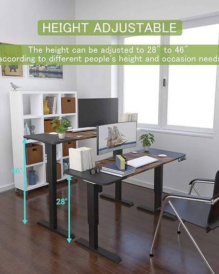 Standing Desk Adjustable Height Desk,63x30Inches, Stand Up Desk Table for Home Office, Home Office Computer Desk,Memory Preset,Height adjustments from 28" to 46" - LeafyLoom