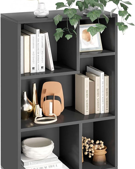 VECELO 5 Cube Modern Bookcases,3 Tier Bookshelves,31 Inch High Cubby Storage Organizer，Shelf Hight Up to 12.8 Inches Suit for Most Books,Vertical or Horizontal Use Available,Vintage Black - LeafyLoom