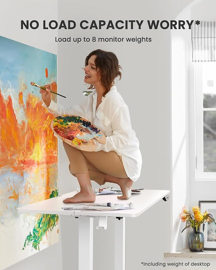 ErGear Height Adjustable Electric Standing Desk, 44 x 24 Inches Small Sit Stand up Desk, Memory Computer Home Office Desk (White) - LeafyLoom