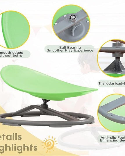 Autism Kids Swivel Chair,Sit and Spin Chair for Kids,ADHD Sensory Integration Therapy,Training Body Coordination,Wobble Disk for Toddlers,Improve Focus,Metal Base Non Slip Safer（Green） - LeafyLoom