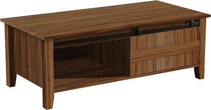 NicBex Coffee Table Wooden Coffee Table with Storage Rectangle Center Tables with Open Shelf and Cabinet Dining Table for Living Room, Dining Room, Office, and Bedroom,43.31" W, Walnut - LeafyLoom
