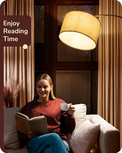 EDISHINE 78.3" Gold Arched Floor Lamp, Mid Century Modern Reading Lights Over Chair, Tall Arc Standing Lamps for Living Room for Living Room, Home Office, Reading Room, Dining Room - LeafyLoom