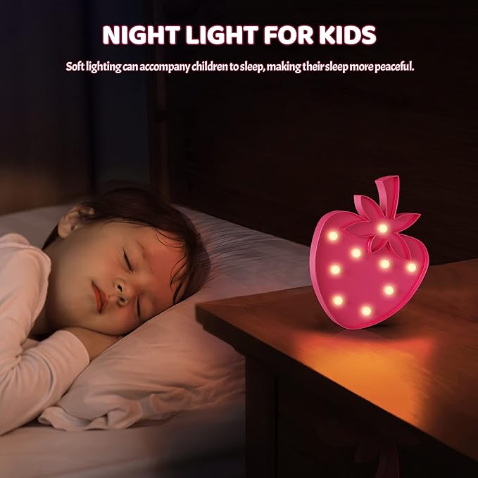 Strawberry Party Decorations, Battery Powered Strawberry Night Light for Kids, Strawberry Room Decor for Girls, Strawberry Birthday Decorations, Strawberry Wall Decor - LeafyLoom