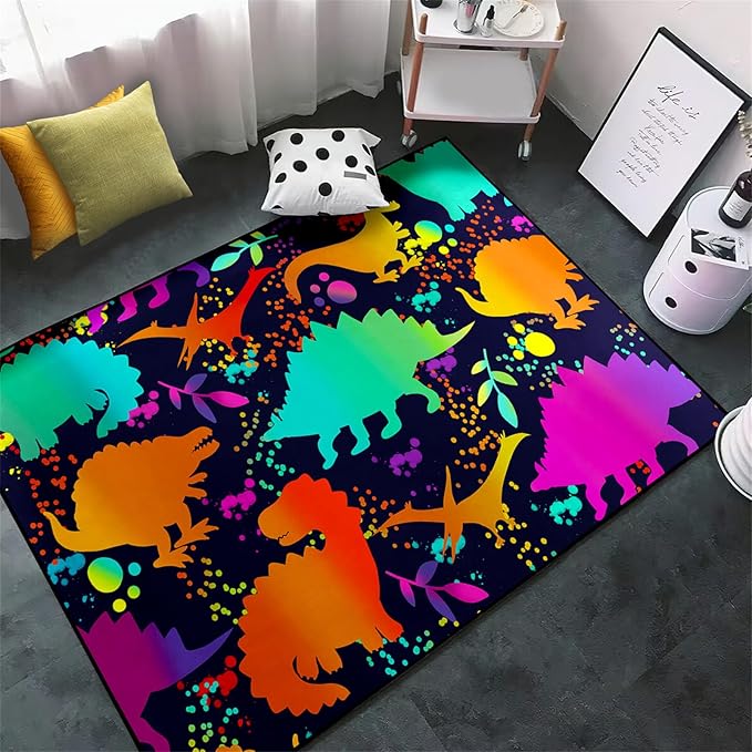 Cute Dinosaur Rug Dinosaur Area Rugs Cartoon Animal Patterns Carpets Dinosaur Bedroom Decor for Boys Kids Area Rug Dinosaur Rugs for Boys Bedroom Dinosaur Play Rug for Boys Bedroom,3'×4' - LeafyLoom