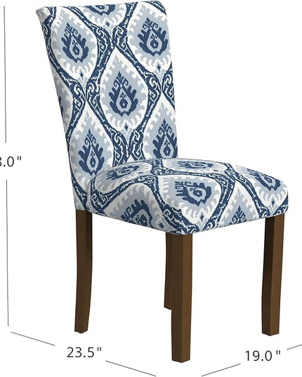 HomePop Classic Parsons Dining Chairs, Pack of 2, Blue Ikat Medallion Print - LeafyLoom