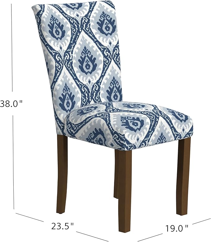HomePop Classic Parsons Dining Chairs, Pack of 2, Blue Ikat Medallion Print - LeafyLoom