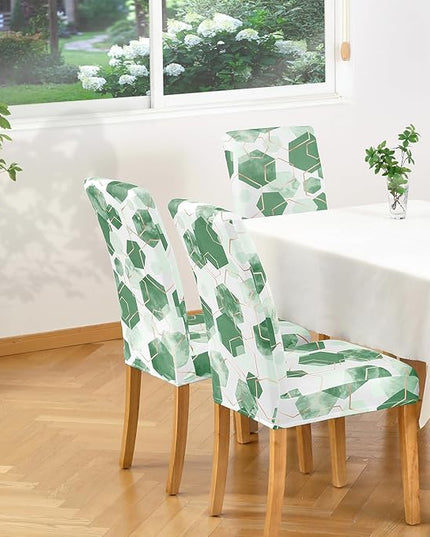 Gibelle Dining Room Chair Covers Set of 4, Soft Stretch Kitchen Chair Covers Slipcover Protector, Removable Washable Geometric Parson Chair Covers 4 Pack, Dark Cyan Gibelle