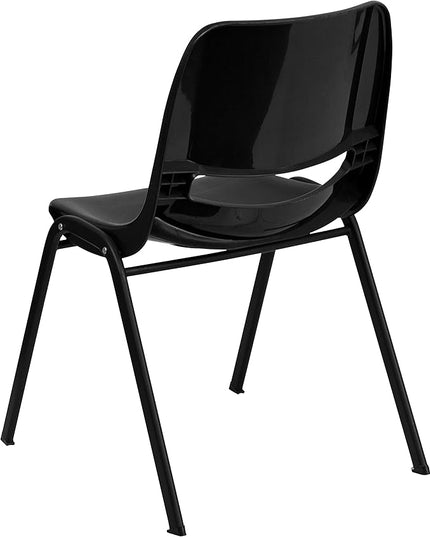 Flash Furniture HERCULES Series 440 lb. Capacity Kid's Black Ergonomic Shell Stack Chair with Black Frame and 12" Seat Height, Set of 1 - LeafyLoom