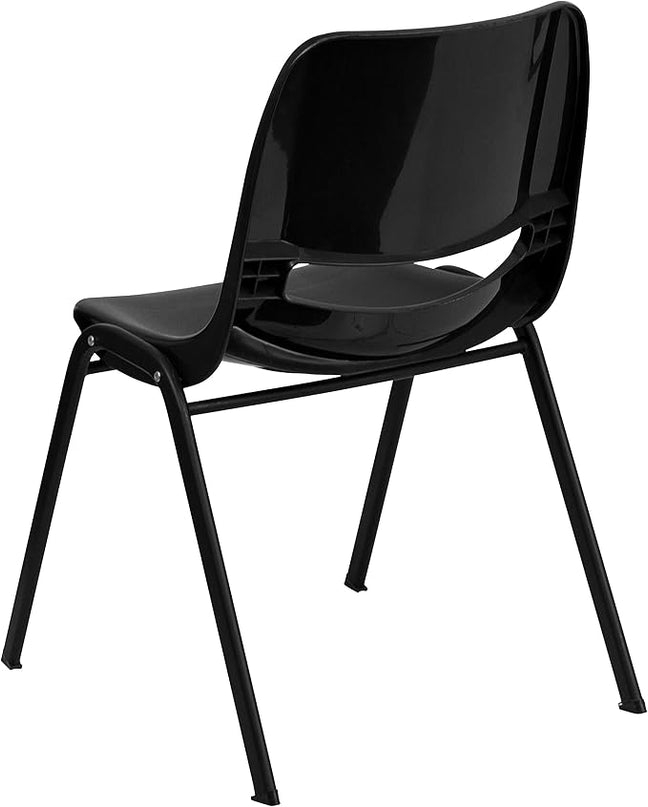 Flash Furniture 5 Pack HERCULES Series 440 lb. Capacity Kid's Black Ergonomic Shell Stack Chair with Black Frame and 12" Seat Height - LeafyLoom