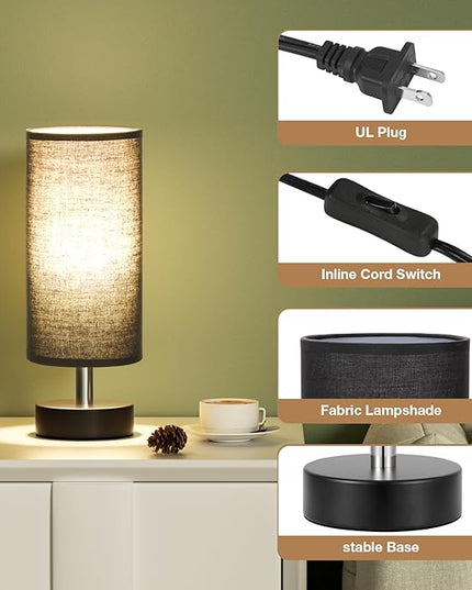 Small Table Lamp for Bedroom - Bedside Lamps for Night Stands, Minimalist Nightstand Light Lamp, Desk Lamps for Reading Room, Kids Room, Living Room, Office, Dorm - LeafyLoom