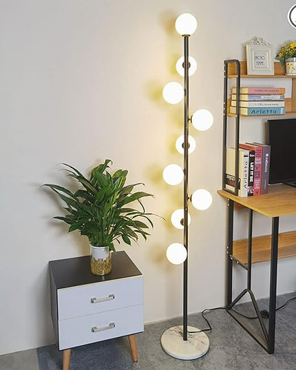 Hsyile Modern Creative Black Floor Lamp for Living Room,Bedroom,Office,Globe High Pole Standing Lamp, Tree Lamp,9 LED Bulbs included - LeafyLoom
