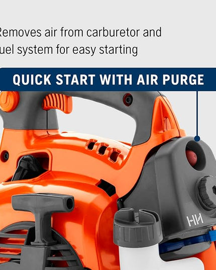 Husqvarna 125BVx Gas Leaf Blower, 28-cc 1.1-HP 2-Cycle Handheld Leaf Blower Vacuum Kit with Mulcher and Vac Bag, 470-CFM, 170-MPH, 12.5-N Powerful Clearing Performance and Ergonomic Design - LeafyLoom