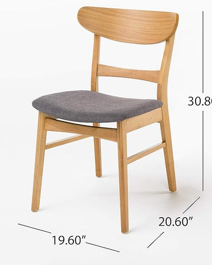 Christopher Knight Home Idalia Dining Chairs, 2-Pcs Set, Dark Grey / Oak Finish - LeafyLoom