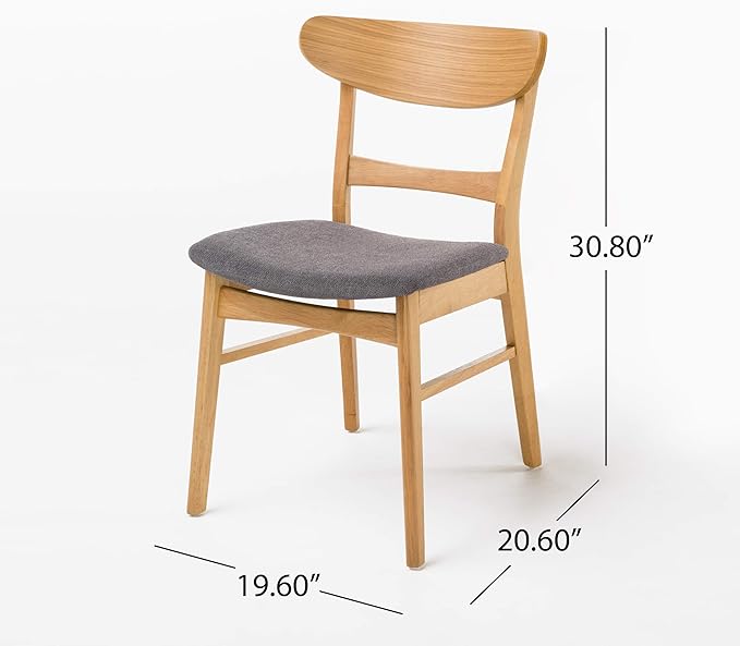 Christopher Knight Home Idalia Dining Chairs, 2-Pcs Set, Dark Grey / Oak Finish - LeafyLoom