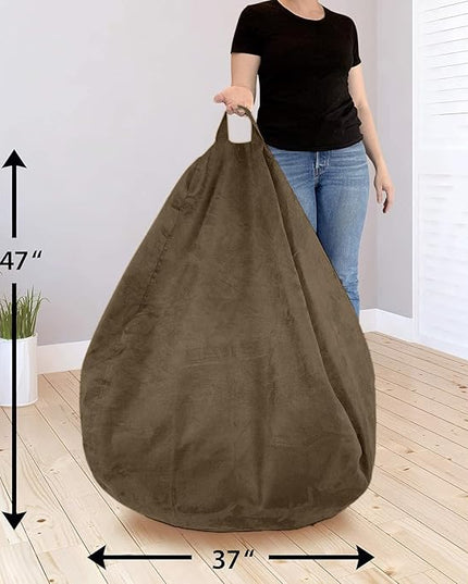 Bean Bag Stuffed Animal Storage Or Cover | No Filler | Extra Large | for Adults Or Kids | Double Stitched | Durable Zipper | Premium Microsuede - LeafyLoom