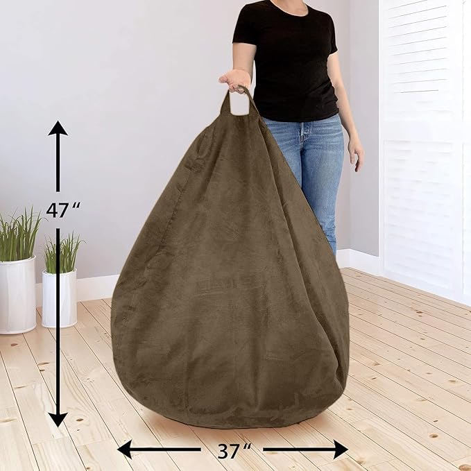 Bean Bag Stuffed Animal Storage Or Cover | No Filler | Extra Large | for Adults Or Kids | Double Stitched | Durable Zipper | Premium Microsuede - LeafyLoom