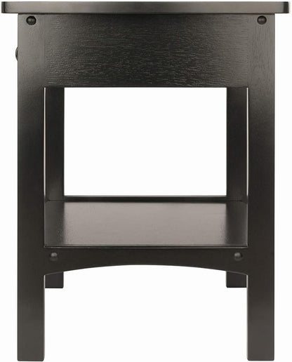 Winsome Basics Solid Wood End Table Nightstand - LeafyLoom