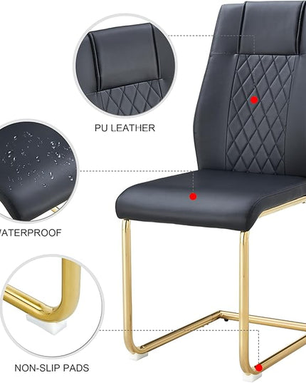 NicBex Dining Chairs Set of 4 Modern Faux Leather High Back Dining Room Kitchen Chairs with Golden Metal Legs,Side Chairs for Dining Room, Kitchen,Living Room, and Restaurants,Black - LeafyLoom