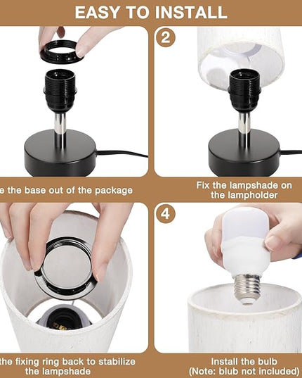 Small Table Lamp for Bedroom - Bedside Lamps for Night Stands, Minimalist Nightstand Light Lamp, Desk Lamps for Reading Room, Kids Room, Living Room, Office, Dorm - LeafyLoom