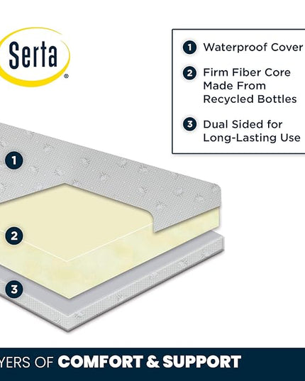 Delta Children Abby Convertible Crib 'N' Changer, Dark Chocolate + Serta Perfect Slumber Dual Sided Recycled Fiber Core Crib and Toddler Mattress (Bundle) - LeafyLoom
