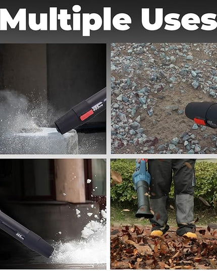 DongCheng Cordless Leaf Blower, 485 CFM Variable Speed & Turbo Mode, 3 Nozzles, Shoulder Strap, 4.0Ah Battery and Charger Included, Battery Powered Leaf Blower for Town Care, Patio and Blowing Leaves - LeafyLoom