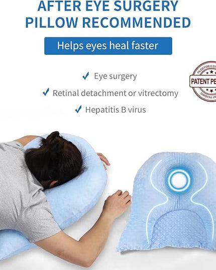 Face Down Pillow for Sleeping, Prone Pillow for Vitrectomy or Retinal Surgery, Adjustable Height Prone Prone Pillow Face Down Sleep, Retina Lying Pillow Eye Surgery Recovery (Dot-Light blue) - LeafyLoom