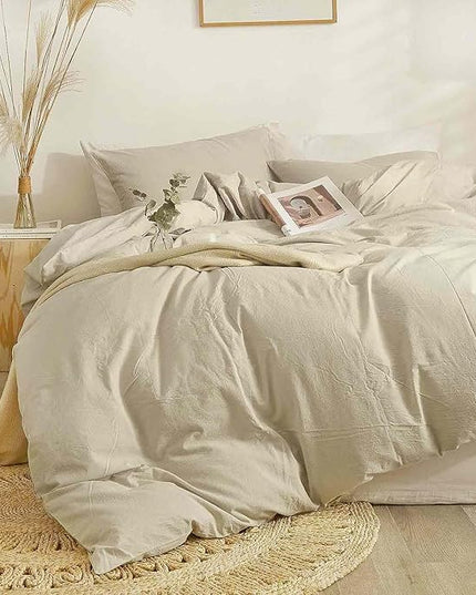 ETDIFFE Full Size Comforter, 3 Piece Khaki Boho Soft Light Khaki Modern Bedding Set, Lightweight All Season Microfiber Down Alternative Bed Comforter with 2 Pillow Shams for Women Men - LeafyLoom