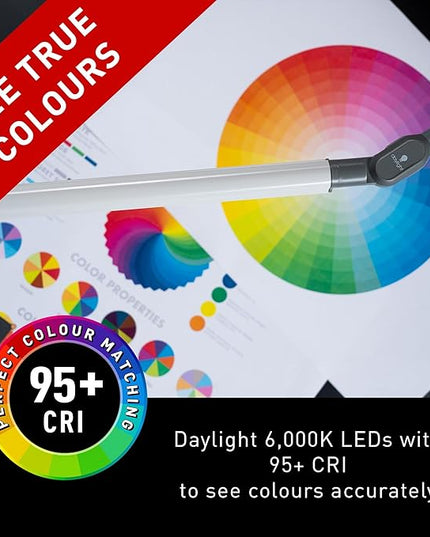 Daylight Company Uno Pro Table Lamp, Standing Lamp for Living Room, Bedroom, Salon, Office, Touch Control, Flexible Arm, Sleek Design, Multipurpose - LeafyLoom