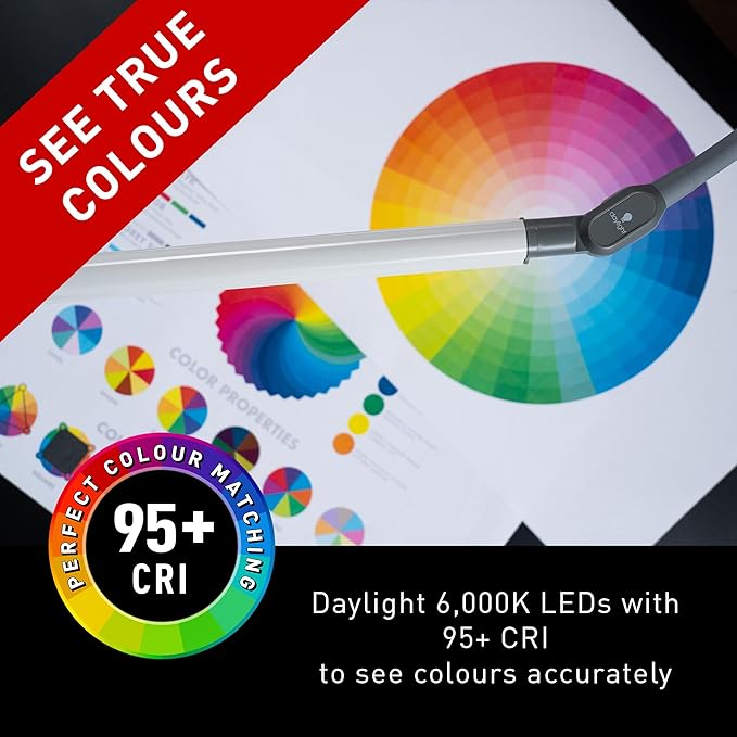 Daylight Company Uno Pro lamp, Standing Lamp for Living Room, Bedroom, Salon, Office, Touch Control, Flexible Arm, Sleek Design, Multipurpose - LeafyLoom