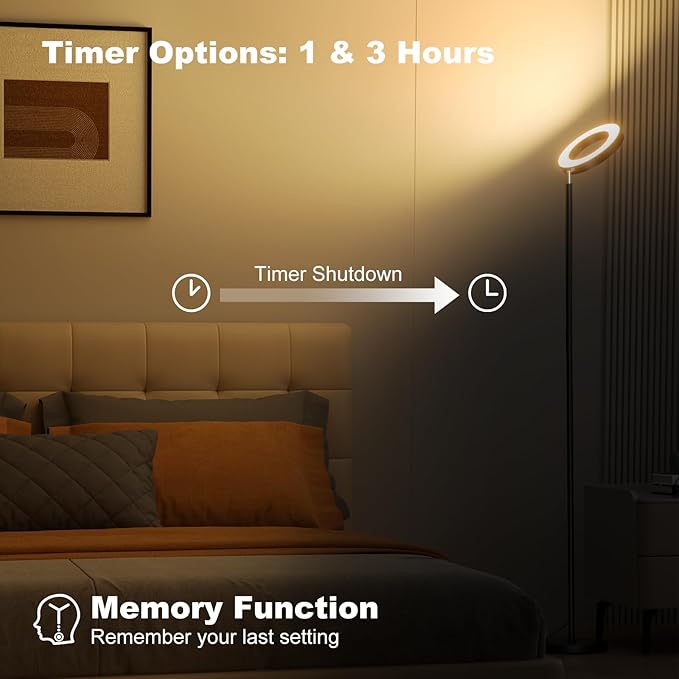 Dual-Sided RGBCW Floor Lamp, 42W 2800LM Bright Dimmable LED Standing Lamp with Remote Control, 350° Rotatable Head, Modern Color Changing Tall Lamps for Living Room Bedroom Studio Office Gaming Garage - LeafyLoom