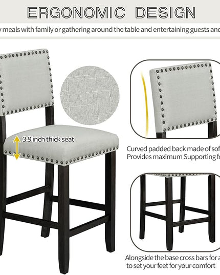 5-Piece Classic Counter Height Dinette Sets includes Kitchen Dining Table and 4 Matching Upholstered Chairs, for Diningroom Living Room, Easy to Assemble, Espresso 2 - LeafyLoom